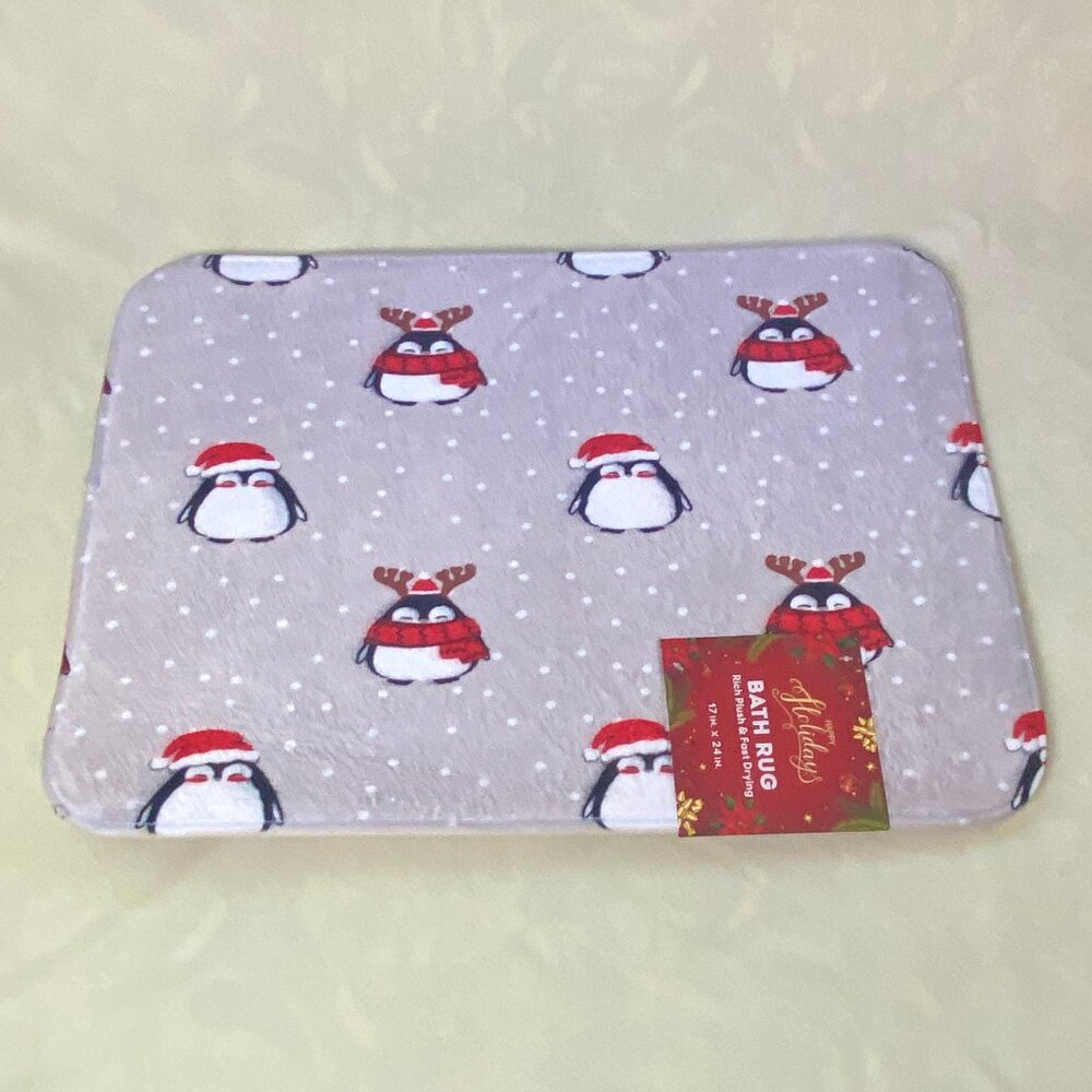 NWT Holiday Bath Rug with Penguin Design